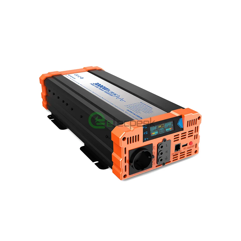 3000W Pure Sine Wave DC 12V 24V to AC 220V Inverter Orange - Elecpeek