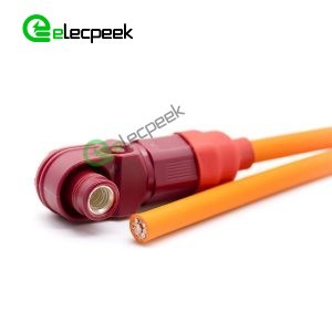 Energy Storage Connector Cable 1 Pin 90° Plug To Plug Red To Black 8mm Plastic 200A IP67 25mm²