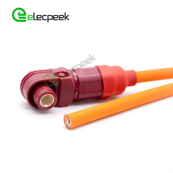 Energy Storage Connector Cable 1 Pin 90° Plug To Plug Red To Black 8mm Plastic 200A IP67 25mm²