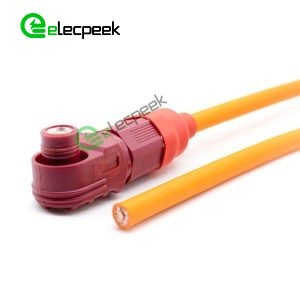 Energy Storage Connector Cable 1 Pin 90° Plug To Plug Red To Black 8mm Plastic 200A IP67 25mm²