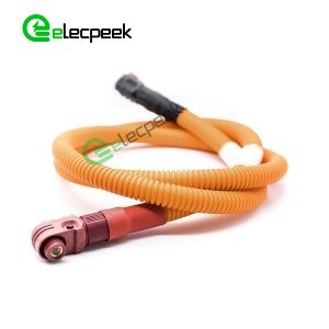 Energy Storage Connector Cable 1 Pin 90° Plug To Plug Red To Black 8mm Plastic 200A IP67 50mm²
