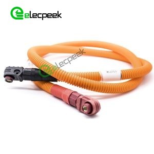 Energy Storage Connector Cable 1 Pin 90° Plug To Plug Red To Black 8mm Plastic 200A IP67 50mm²