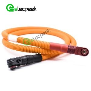 Energy Storage Connector Cable 1 Pin 90° Plug To Plug Red To Black 8mm Plastic 200A IP67 50mm²