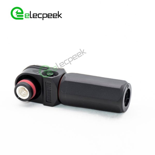 Energy Battery Storage Connector Surlok Plug Male Right Angle 120A 8mm 25mm² IP67 Black