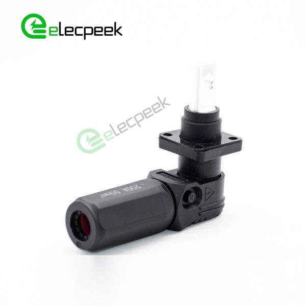 Energy Battery Storage Connector Surlok Plug Male Right Angle 200A 8mm 50mm² IP67 Black