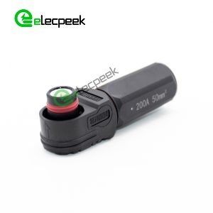Energy Battery Storage Connector Surlok Plug Male Right Angle 200A 8mm 50mm² IP67 Black
