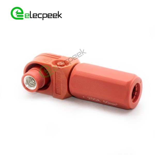 Energy Battery Storage Connector Surlok Plug Male Right Angle 200A 8mm 50mm² IP67 Red