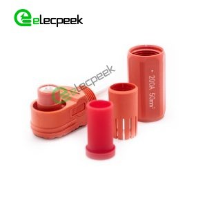 Energy Battery Storage Connector Surlok Plug Male Right Angle 200A 8mm 50mm² IP67 Red