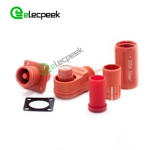 Energy Battery Storage Connector Surlok Plug Male Right Angle 200A 8mm 50mm² IP67 Red