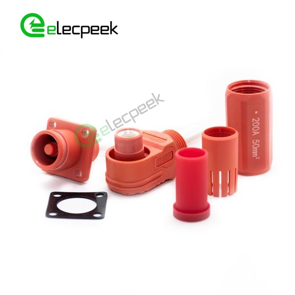 Energy Battery Storage Connector Surlok Plug Male Right Angle 200A 8mm 50mm² IP67 Red