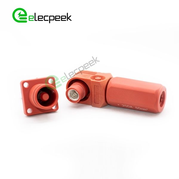 Energy Battery Storage Connector Surlok Plug Male Right Angle 200A 8mm 50mm² IP67 Red