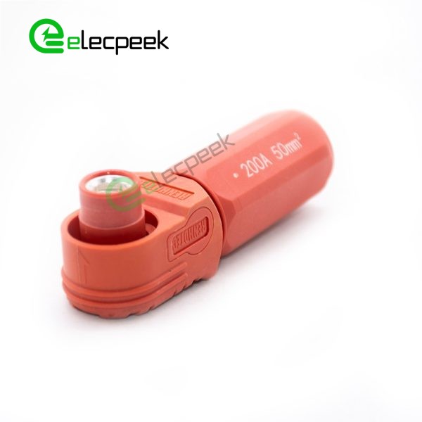 Energy Battery Storage Connector Surlok Plug Male Right Angle 200A 8mm 50mm² IP67 Red