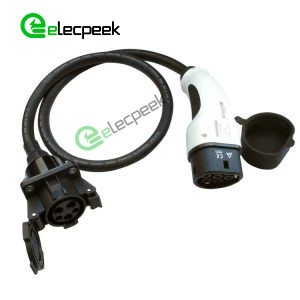 IEC 62196-3 Plug to SAE J1772 Socket 16A 250V EV Fast Charging Adapter with 0.5 Meters Cable
