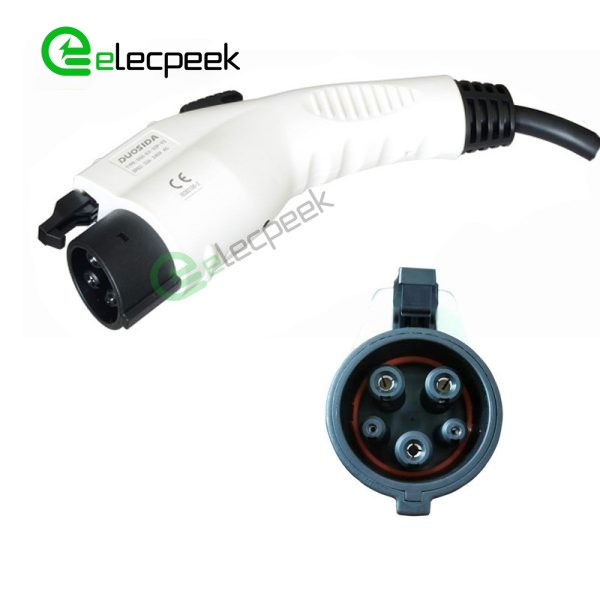 SAE J1772 Plug to IEC 62196-3 Socket 16A 250V EV Fast Charging Adapter with 0.5 Meters Cable