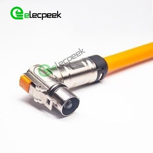 HVSL Connector 1 Pin Plug 8mm 200A Right Angle Metal For 50mm² Cable 0.25M