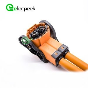 High Voltage Safety Lock Cable 2 Pin Right Angle Plug Plastic 8mm 200A For 50mm² 0.25M