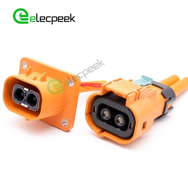 HVSL Connector Straight 3.6mm 50A 2 Pin Plastic Orange Plug with Cable 0.1m