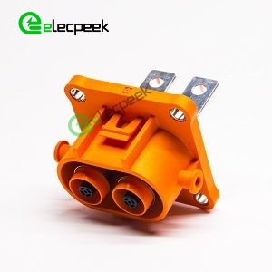 HVIL Connector 2pin 8mm 200A Receptacle Metal Orange W/busbar M8 thread hole