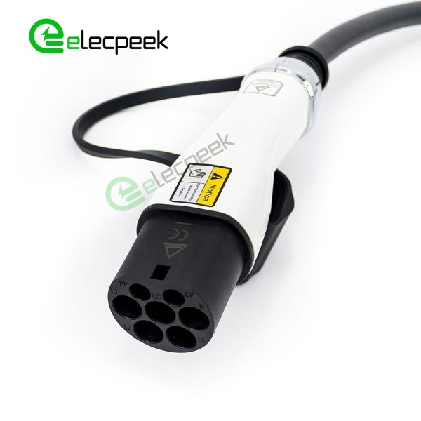 IEC 62196 Type 2 AC 16A 250V Plug Single Phase Connector EV Charger Mode 3 with 0.5 Meters Cable