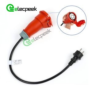 IEC 62196 Type 2 AC 16A 250V Plug Three Phase Connector to CEE EV Charger Mode 2 with 5 Meters Cable