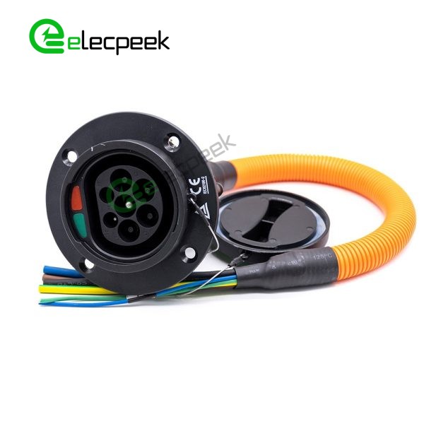 IEC 62196 Type 2 AC Charging Socket 32A 415V single phase EV Charger with 0.5 Meters Cable
