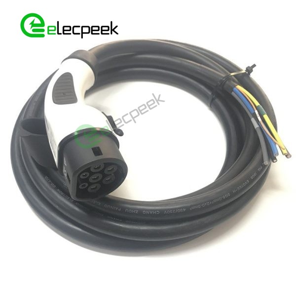 IEC 62196 Type 2 AC Charging Plug 16A 250V Single Phase Connector EV Charger with 5 Meters Cable