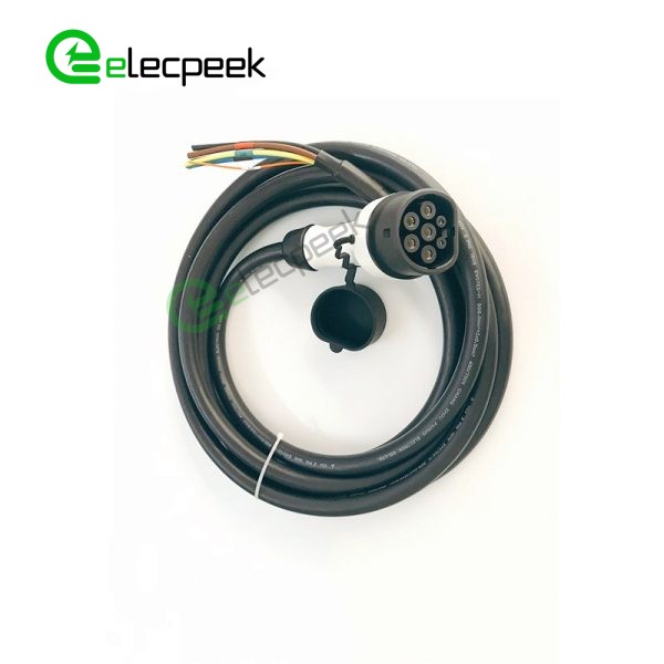 IEC 62196 Type 2 AC Charging Plug 16A 250V Single Phase Connector EV Charger with 5 Meters Cable