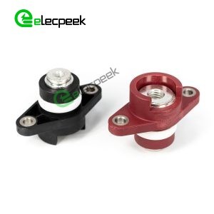 150A High Current Copper Terminal 2 Hole Flange Black and Red Straight Panel Mount