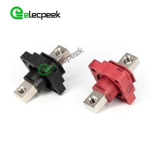 High Current Copper Terminal 150A 4 Hole Flange Black and Red Panel Mount